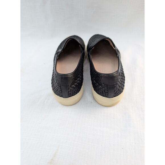 J Slides Women's Alyssa Woven Leather Platform Slip On Shoes Size 8 Black Ivory - Picture 5 of 8
